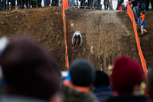 The drop during the men's race: mud. It was drier for the women. Photo by Nick Czerula